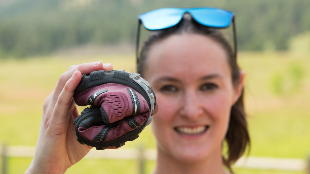 XERO WOMENS MESA TRAIL SHOE ROLLED UP