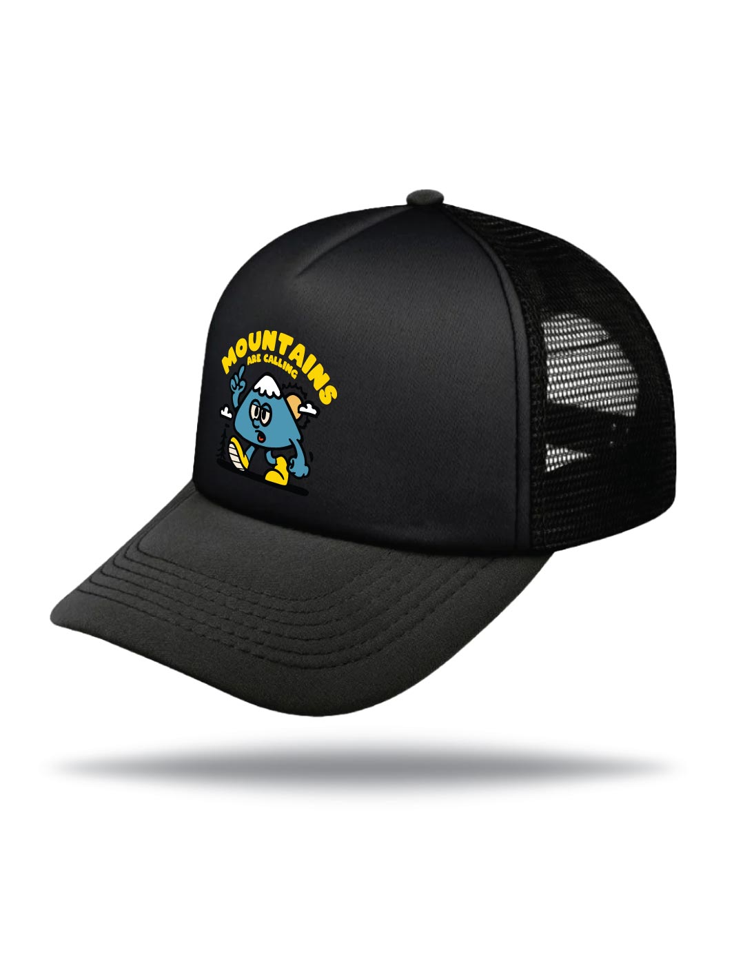 Foamie Trucker Cap Black - Mountains